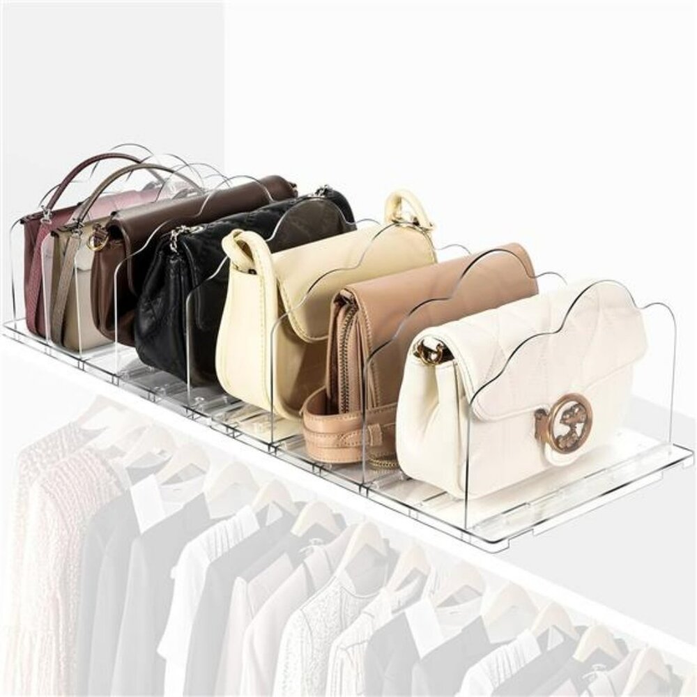 Clear Purse Organizer Closet Shelf Dividers Handbag Storage Holder Adjustable Se